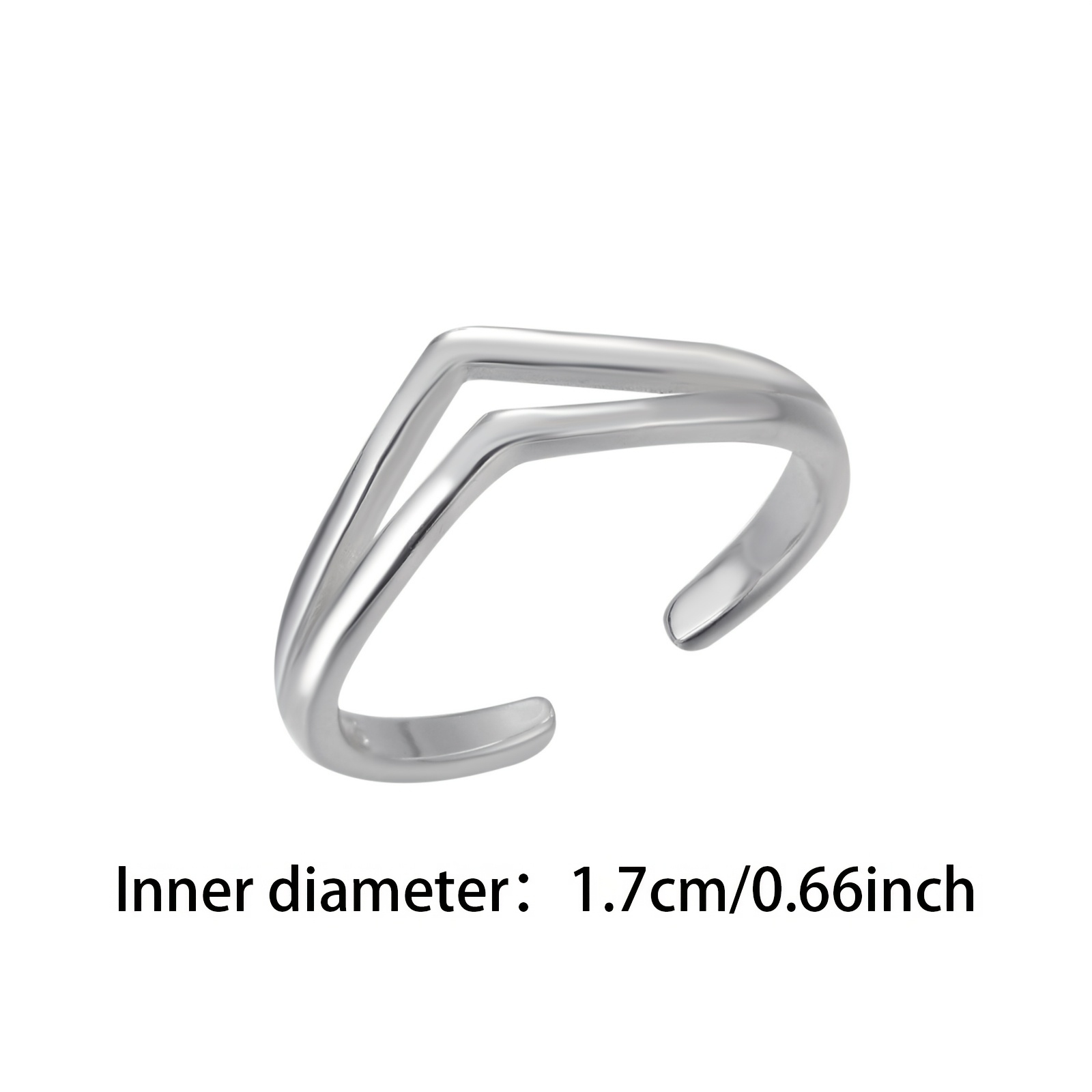 Women's V-Shaped Double Layer Toe Ring, S925 Silver Adjustable Ring